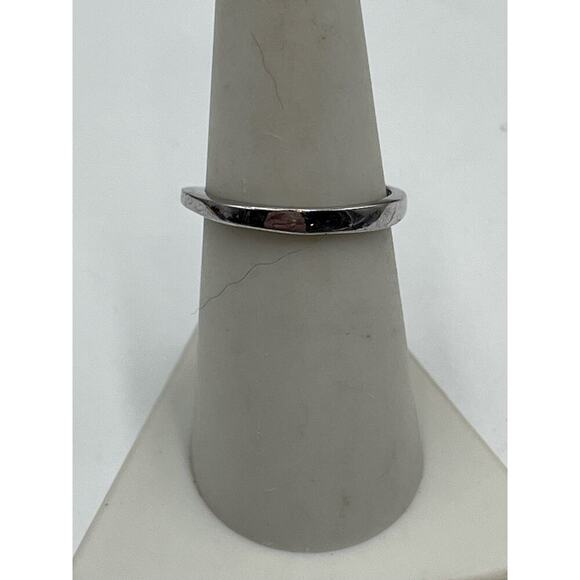 Sterling Silver 925 Rhodium Round Bezel CZ Solitaire Ring Sz 7.5 - Picture 8 of 13